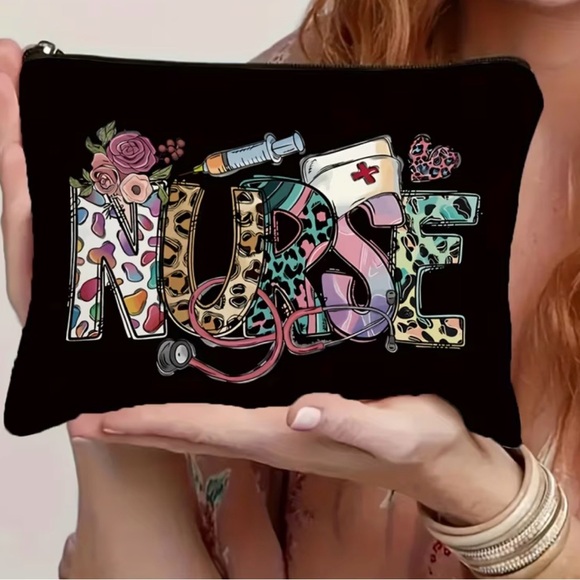Handbags - Nurse Print Black Bag Pouch
